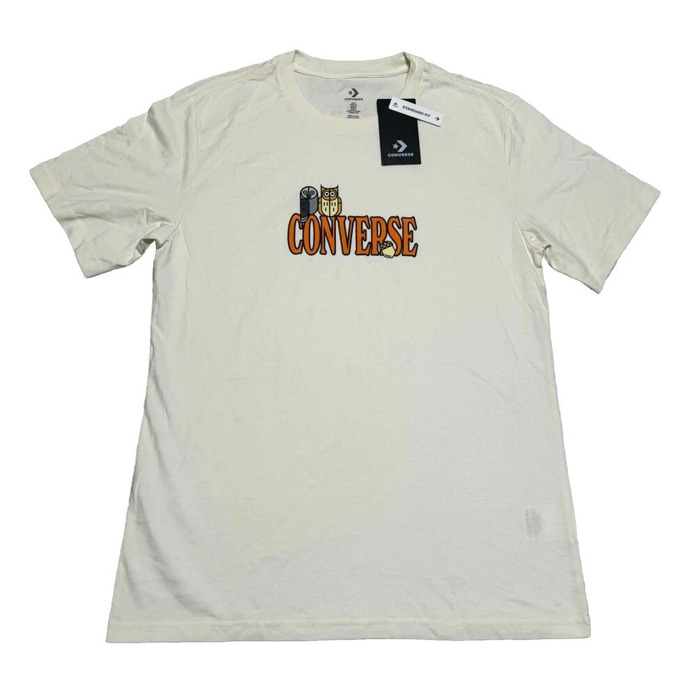 Converse Men’s T-Shirt Medium White 100% Cotton Short Sleeve Graphic Logo TeeNWT